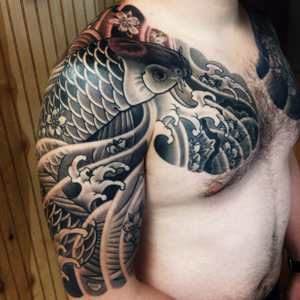 Карп и сакура. Японская Татуировка. Japanese Tattoo. Bardadim
